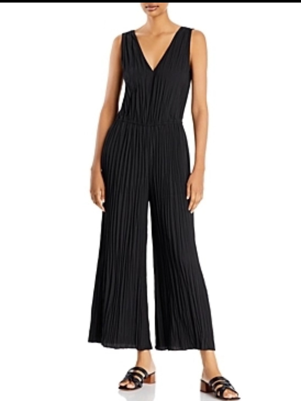Vince womans Sleeveless V-Neck Pleated Wide-Leg Jumpsuit size m